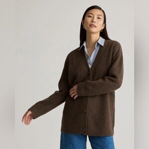 Mongolian Cashmere Oversized Boyfriend Cardigan Sweater Brown